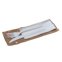 Csomagolt evőeszköz szett (kés+villa+szalvéta)